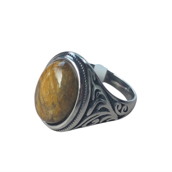 Other - New Stainless Steel Men's Ring Tiger's Eye Size 11